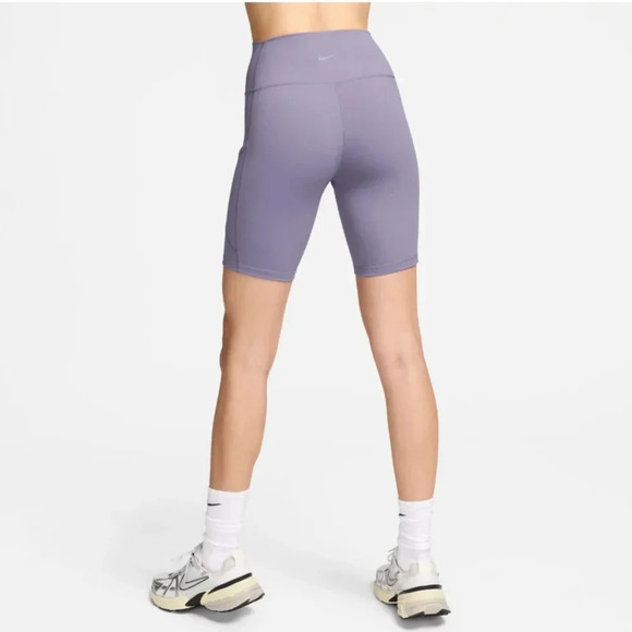 NWT Women's Nike One High Waisted 8" Bike Shorts With Pockets Purple - Picture 4 of 9